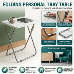 Aamen Folding Tv Dinner Tray Table With Mdf Top - thumbnail 3