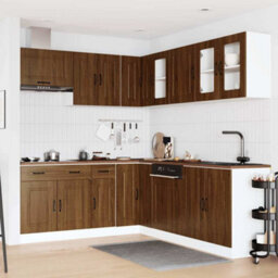 Berkfield 11 Piece Kitchen Cabinet Set Kalmar Brown Oak Engineered Wood - thumbnail 3