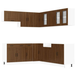 Berkfield 11 Piece Kitchen Cabinet Set Kalmar Brown Oak Engineered Wood - thumbnail 2