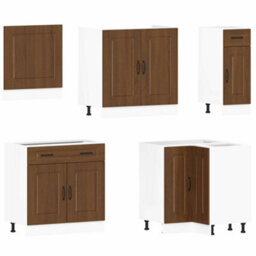 Berkfield 11 Piece Kitchen Cabinet Set Kalmar Brown Oak Engineered Wood - thumbnail 4