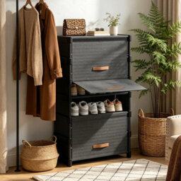3 Drawer Shoe Cabinet Cupboard Storage Footwear Stand Dustproof Rack Unit Black - thumbnail 5
