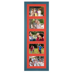 AK Frames 26X8 Navy Blue Modern Multi Photo Frame With Poppy Red Mount - Holds 5 Apertures (5X) 6X4 Photos - thumbnail 1