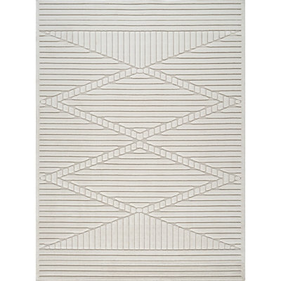 Livabliss Le Mans-Modern White 3D High & Low Pile Textured In- & Outdoor Rug 160 X 220 Cm Easy Care, Non Shedding - image 1