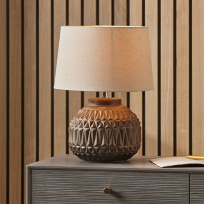 Pacific Lifestyle Bronze Aztec Texture Ceramic Table Lamp - image 1