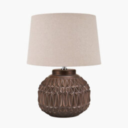 Pacific Lifestyle Bronze Aztec Texture Ceramic Table Lamp - thumbnail 2
