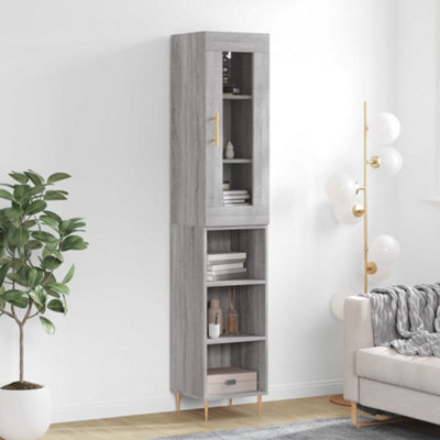 Berkfield Highboard Grey Sonoma 34.5X34X180 Cm Engineered Wood - image 1