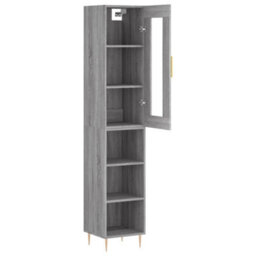 Berkfield Highboard Grey Sonoma 34.5X34X180 Cm Engineered Wood - thumbnail 4