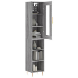 Berkfield Highboard Grey Sonoma 34.5X34X180 Cm Engineered Wood - thumbnail 3