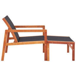 Berkfield Garden Chair With Footrest Solid Eucalyptus Wood And Textilene - thumbnail 3