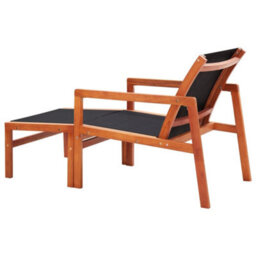 Berkfield Garden Chair With Footrest Solid Eucalyptus Wood And Textilene - thumbnail 4