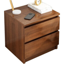 2 Drawers-32X30X41Cm-Walnut Modern Bedside Table Drawers Cabinet Storage Nightstand Shelf Furniture - thumbnail 1