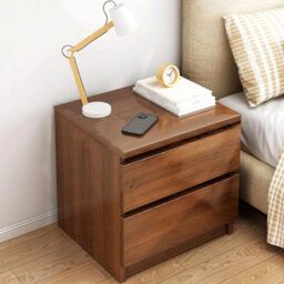 2 Drawers-32X30X41Cm-Walnut Modern Bedside Table Drawers Cabinet Storage Nightstand Shelf Furniture - thumbnail 3