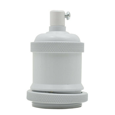 Vintage Industrial E27 Lamp Holder,metal Edison Screwfix White Bulb Socket Ip20, Hard Wired For Diy Pendant Wall Lights,table Lamp - image 1