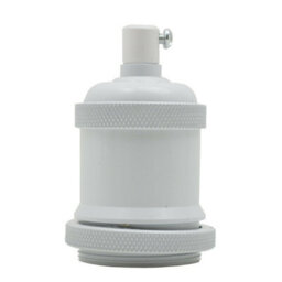 Vintage Industrial E27 Lamp Holder,metal Edison Screwfix White Bulb Socket Ip20, Hard Wired For Diy Pendant Wall Lights,table Lamp - thumbnail 1