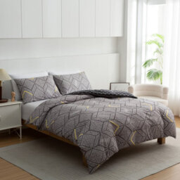 Lazzaro Chevron Super King Duvet Cover Set Luxury Microfiber Duvet Cover Soft Durable With Zipper Closure - thumbnail 1