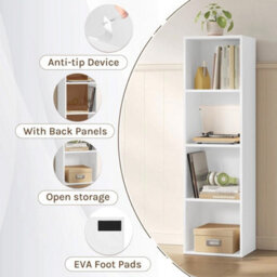 6 Cube Storage Unit Bookcase Wood Storage Cabinets Book Shelf Display Unit - 6 Cube - White - thumbnail 4