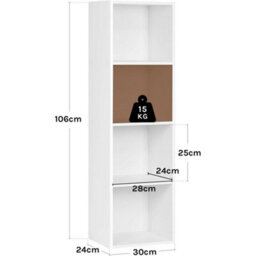 6 Cube Storage Unit Bookcase Wood Storage Cabinets Book Shelf Display Unit - 6 Cube - White - thumbnail 2