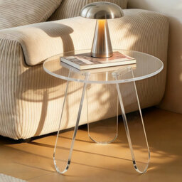 Fativo L46X H44.5Cm Coffee Table Acrylic Round Accent Table Leaf-Shaped Legs For Home Decor - thumbnail 9