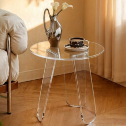 Fativo L46X H44.5Cm Coffee Table Acrylic Round Accent Table Leaf-Shaped Legs For Home Decor - thumbnail 8