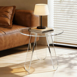 Fativo L46X H44.5Cm Coffee Table Acrylic Round Accent Table Leaf-Shaped Legs For Home Decor - thumbnail 5