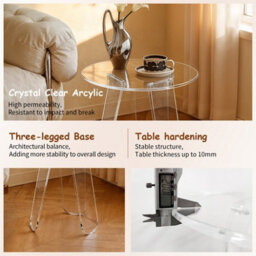 Fativo L46X H44.5Cm Coffee Table Acrylic Round Accent Table Leaf-Shaped Legs For Home Decor - thumbnail 3