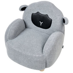 Wyld And Coco Kids Sheep Armchair - Grey Boucle, Low-Profile Toddler Seat, Rubberwood Frame - thumbnail 7