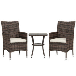 Outsunny Rattan Bistro Set Garden Chair Table Patio Outdoor, Brown - thumbnail 2