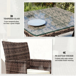 Outsunny Rattan Bistro Set Garden Chair Table Patio Outdoor, Brown - thumbnail 7