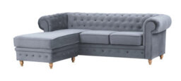 Windsor Chesterfield Style Slate French Velvet Fabric Corner Sofa (Left Hand Corner) - thumbnail 2