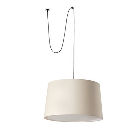 Luminosa Lighting Luminosa Windsor Cylindrical Pendant Ceiling Light Black, Linen With Clip 3X E27