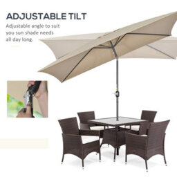 Outsunny 3X2M Patio Parasol Canopy Tilt Crank 6 Ribs Sun Shade Garden Khaki - thumbnail 4