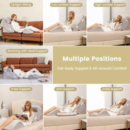 Costway 4Pcs Bed Wedge Pillow Set Adjustable Bed Wedge Memory Foam Pillow Washable Cover - thumbnail 9