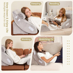 Costway 4Pcs Bed Wedge Pillow Set Adjustable Bed Wedge Memory Foam Pillow Washable Cover - thumbnail 2