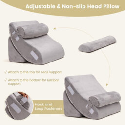 Costway 4Pcs Bed Wedge Pillow Set Adjustable Bed Wedge Memory Foam Pillow Washable Cover - thumbnail 7