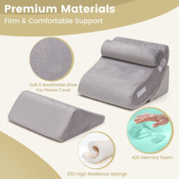 Costway 4Pcs Bed Wedge Pillow Set Adjustable Bed Wedge Memory Foam Pillow Washable Cover - thumbnail 6