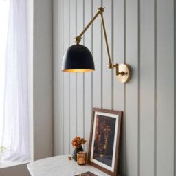 Luminosa Lighting Luminosa Lehal Dome Adjustable Arm Wall Lamp Antique Solid Brass, Matt Black - thumbnail 5