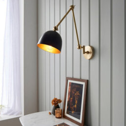 Luminosa Lighting Luminosa Lehal Dome Adjustable Arm Wall Lamp Antique Solid Brass, Matt Black - thumbnail 3
