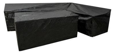Woodside L Shape Outdoor Garden Corner Sofa & Table Dining Set Cover, Black, Large Left Side Long - image 1
