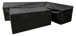 Woodside L Shape Outdoor Garden Corner Sofa & Table Dining Set Cover, Black, Large Left Side Long