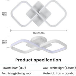 36W Modern Led Ceiling Light 6500K Acrylic Ceiling Lamp Bedroom Living Room - thumbnail 2