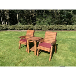 Marlborough Deluxe 2 Chair & Table Outdoor Set With 2 X Chair Cushion Burgundy - thumbnail 2