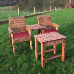 Marlborough Deluxe 2 Chair & Table Outdoor Set With 2 X Chair Cushion Burgundy
