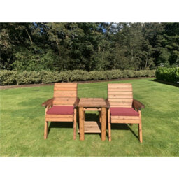 Marlborough Deluxe 2 Chair & Table Outdoor Set With 2 X Chair Cushion Burgundy - thumbnail 4