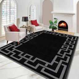 Ameha Non Slip Printed Rug Indoor/outdoor Floor Mat Extra Large Greek Kry Pattern Modern Living Room Carpet(Nico Black, 200X290 Cm) - thumbnail 5