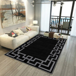 Ameha Non Slip Printed Rug Indoor/outdoor Floor Mat Extra Large Greek Kry Pattern Modern Living Room Carpet(Nico Black, 200X290 Cm) - thumbnail 7