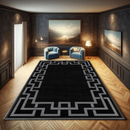 Ameha Non Slip Printed Rug Indoor/outdoor Floor Mat Extra Large Greek Kry Pattern Modern Living Room Carpet(Nico Black, 200X290 Cm) - thumbnail 4