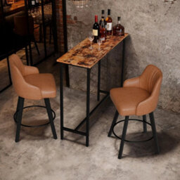 Brown Metal Frame Kitchen Breakfast Bar Table - thumbnail 4
