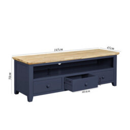 Statement Furniture Florence Navy Blue Tv Stand With 3 Drawers And Shelf - thumbnail 2
