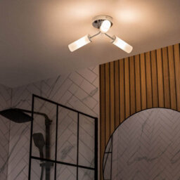 Valuelights Canya Polished Chrome Ip44 Rated Bathroom 3 Way Reeded Glass Flush Ceiling Light - thumbnail 2