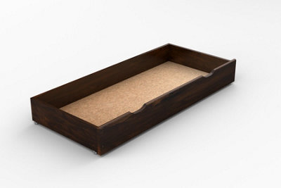 Nodax 98Cm Long Solid Pine Wood Underbed Storage Drawer With Pull/push Hand Grooves, Easy Assembly, Walnut Finish - image 1
